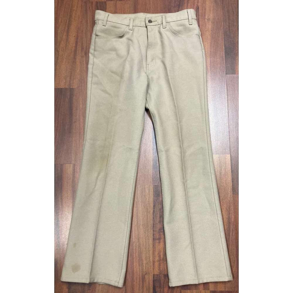 Vintage Levis Mens Tag 36 x 32 Beige Polyester Pants Black Label 10517
